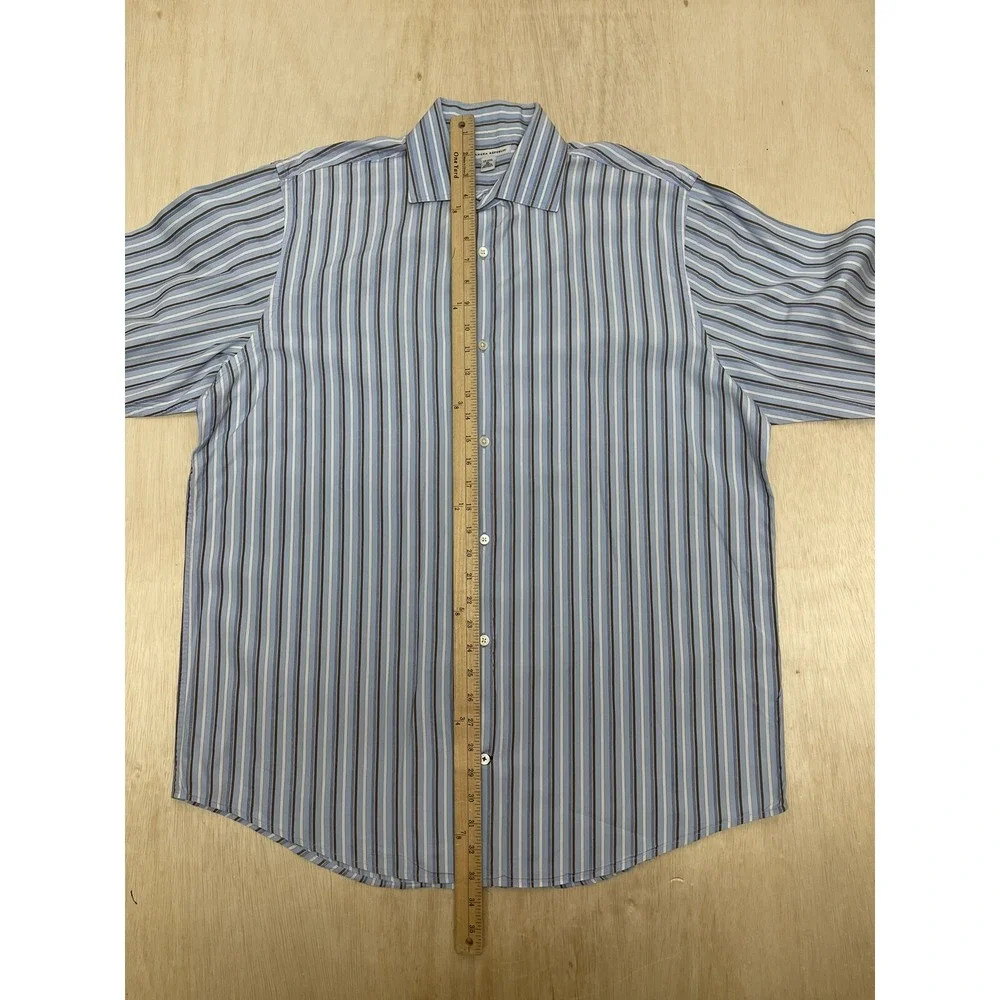 Banana Republic Men's Long Sleeve Dress Shirt Blue White Stripe‎ Size XL 17-17.5